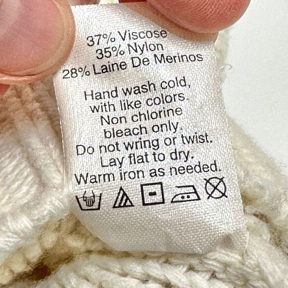 J Crew Factory Embellished Beads Cable-Knit Sweater Ivory White - Womens Size M - Picture 9 of 10